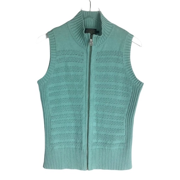 Pendleton Chunky Knit Cotton Full Zip Up Sweater Vest M - Picture 1 of 13